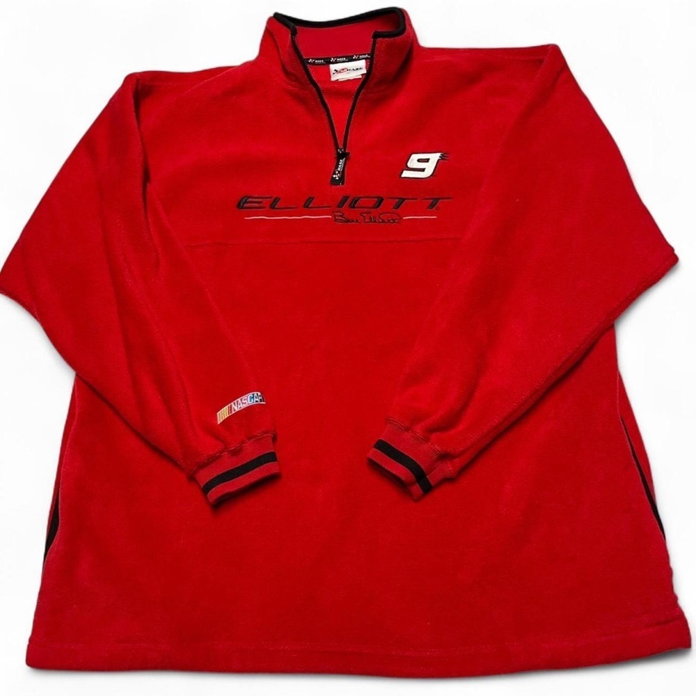 Vintage Y2K Bill Elliott #9 NASCAR 1/4 Zip Red Pullover Sweatshirt Men’s XL